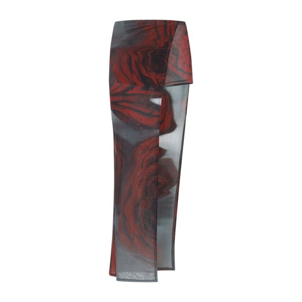Jean Paul Gaultier Blurry Roses Asymmetric Midi Skirt Women